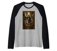 Poster Artistico dell'arcangelo Sacro Gotico di San Michele Maglia con Maniche Raglan