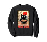 Poster artistico giapponese con gatto nero con zuppa di miso Felpa