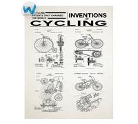 Poster artistico invenzioni biciclette - Brevetti ciclismo classico arte da...