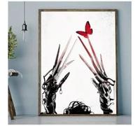 Poster artistico ispirato a Mani di Forbice, tema del film classico, stampa su tela, dipinto per soggiorno, decorazione da parete per la casa, opera d'arte retrò a inchiostro (50x75 cm/senza cornice)