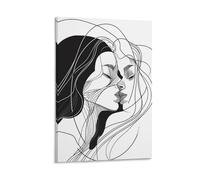 Poster artistico minimalista astratto con linee che si baciano, su tela, decorazione artistica da parete, per ufficio, casa, regali, 20 x 30 cm