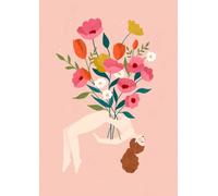 Poster artistico minimalista con fiori astratti, strisce, donna in libertà, dipinto su tela, quadri da parete, decorazioni per la casa 21x30cm Senza Cornice