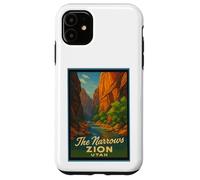 Poster artistico retrò vintage The Narrows Utah UT Zion Custodia per iPhone 11