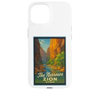 Poster artistico retrò vintage The Narrows Utah UT Zion Custodia per iPhone 15