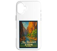 Poster artistico retrò vintage The Narrows Utah UT Zion Custodia per iPhone 16 Plus