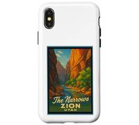 Poster artistico retrò vintage The Narrows Utah UT Zion Custodia per iPhone X/XS