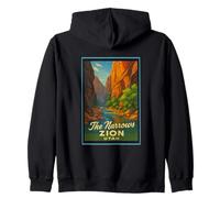 Poster artistico retrò vintage The Narrows Utah UT Zion Felpa con Cappuccio