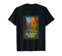 Poster artistico retrò vintage The Narrows Utah UT Zion Maglietta