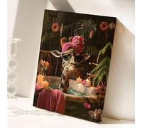 Poster artistico su tela con giraffa alla moda, ritratto di animale tropicale, dipinto estetico per la decorazione murale di una casa moderna (80x120 cm/cornice interna)