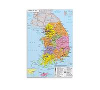 Poster artistico su tela con mappa geopolitica della Corea del Sud e decorazione artistica da parete moderna per la camera da letto, 30 x 45 cm