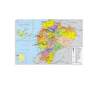 Poster artistico su tela con mappa geopolitica dell'Ecuador e decorazione da parete moderna per la camera da letto della famiglia, 20 x 30 cm