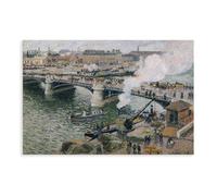 Poster artistico su tela di Camille Pissarro - The Pont Boieldieu, Rouen, Damp Weather e stampa artistica da parete moderna per camera da letto, senza cornice, 40,6 x 61 cm
