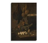 Poster artistico su tela di Giovanni Battista Recco Still Life con polli e uova, stampa artistica da parete moderna per la camera da letto, 40 x 60 cm
