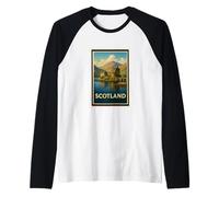 Poster artistico vintage anni '50 dell'isola di Skye Scotland Castle Maglia con Maniche Raglan
