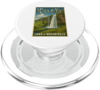 Poster artistico vintage con cascata islandese, souvenir da viaggio PopSockets PopGrip per MagSafe