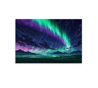 Poster artistico vintage con cielo aurora e nuvole, decorazione artistica da parete, per soggiorno, camera dei bambini, dormitorio, bar, bagno, adatto per camera da letto, palestra, 30 x 45 cm, senza