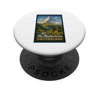 Poster artistico vintage con montagna del Cervino Svizzera PopSockets PopGrip Adesivo