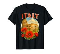 Poster artistico vintage da viaggio con papaveri del Colosseo Italia Maglietta