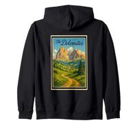 Poster artistico vintage sulle Dolomiti Montagne Italia Felpa con Cappuccio