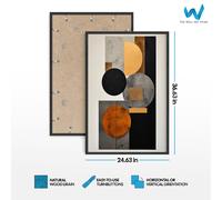 Poster astratto geometrico oro e nero minimalista da parete - incorniciato...