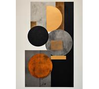 Poster astratto geometrico oro e nero minimalista da parete - incorniciato...