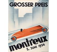Poster auto da corsa deco Montreux Grand Prix 1934 Wall Art -...