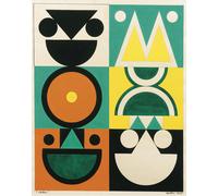 Poster Bauhaus Abstract Faces - Arte geometrica da parete -...