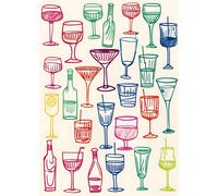 Poster bicchieri da cocktail colorati - Fun Bar Wall Art -...