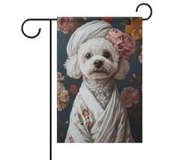 Poster Bichon Frise in accappatoio _ Poster cane _ Bichon Frise Bagno Stampa _ Dog Wall Art _ Ritratto Bichon Frise _ Pet_ Dog Bagno Poster_ Dog-1_2 Bandiera Outdoor Garden Popular Modern Decorative