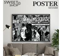 POSTER BLACK AND WHITE JOHN LENNON IMAGINE ARREDO STILE STYLE MODA COMPLEMENTO