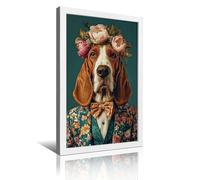 Poster Bloodhound in Suit _ Ritratto di Bloodhound _ Pittura a olio Bloodhound _ Poster con testa di animale sul corpo umano _ Stampa divertente con cane _ Arte da parete per animali domestici - 1_4