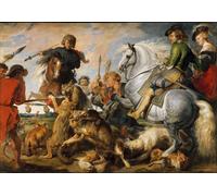 Poster Caccia al Lupo di Rubens - Baroque Action Wall Art -...