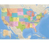 Poster cartina geografica gigante XXL, carta USA con tutti gli Stati, poster educativo scala 1:3325 milioni, 140 x 100 cm versione inglese