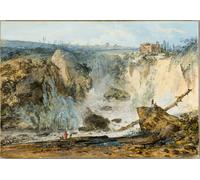 Poster cascata italiana rovine sceniche e arte murale fluviale -...