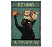 Poster Cat Black Be Kind To Your Mind Cat Cartelli In Latta Per sonalizzato Cartello In Metallo Per toilette Bagno S