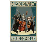 Poster Cat Music Vintage Music Is What Feeling Sounds Like Retro Cartello In Metallo Caverna Dell'Uomo Cartelli In Latta Per club Toilette M