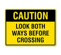 Poster Caution Look Both Ways Before Crossing Site Safety Cartelli In Latta Aziendale Cartello In Metallo Per toilette Decorazione Murale M