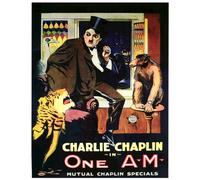 Poster Charlie Chaplin One A.M. - Commedia Film Wall Art -...
