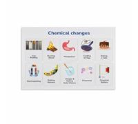 poster Chemical Change vs Physical Change Science Poster - Educational Classroom Wall Art Decor for School, Home, Office(Framed,08x12inch(20x30cm))