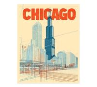 Poster Chicago Skyline Wall Art - Arredamento urbano moderno qualità premium