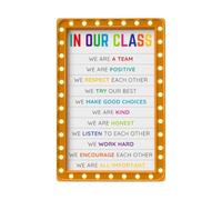 poster Classroom Rules Posters Set, Boho Themed Wall Art with Kindness & Respect, Laminated Sign for Teachers, Elementary School Decor, Growth Mindset (Framed,08x12inch(20x30cm))