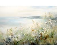 Poster Coastal Wildflower Field Wall Art Soft Seaside - 16x12/20x16/24x18/36x24