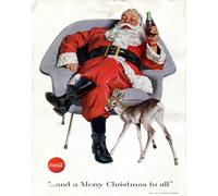 Poster Coca-Cola Babbo Natale 1956 Buon Natale Pubblicità Vintage -...