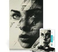Poster collage con volti, puzzle da 1000 pezzi per adulti e ragazzi, giocattolo antistress, design chiaro, regalo per le vacanze (38x52cm)