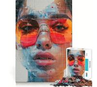 Poster collage con volto, puzzle per adulti da 1000 pezzi, gioco per allenare la mente, rilassante, da assemblare, regalo artistico (38x52cm)