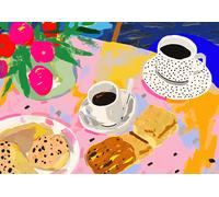 Poster colorato da tavolo colazione - Retro Coffee Wall Art -...