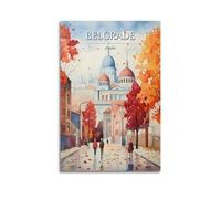 Poster commemorativo vintage di Belgrado, Serbia, stampa artistica da parete per camera da letto, decorazione per la casa, su tela, 30 x 45 cm