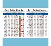 Poster completo con strumenti per l'apprendimento dei bassi, con 72 accordi musicali essenziali (S, 21 x 28 cm)