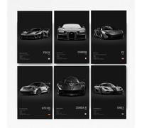 Poster con auto da corsa, decorazione per la casa, stampe per pareti, FXXK CHIRON P1 911GT3 RS ZONDA R ONE: 1 poster in cartoncino (set da 6 senza cornice, 20,3 x 30,5 cm)