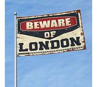Poster con bandiera Beware of London, divertente decorazione per patio e camper (30 x 45 cm)